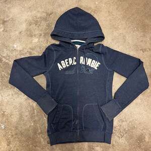 Vintage Abercrombie & Fitch Navy Blue Full Zip Logo Hoodie size large